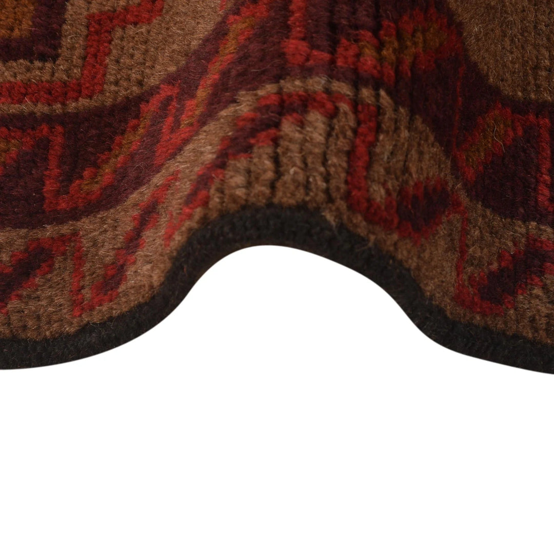 Brown Afghan Baluchi Rug 2' 9" x 4' 4" Hand-Knotted | No. AL81351