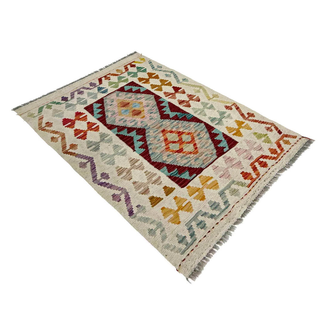 Afghan Vegetable Kilim Rug 2' 10" x 4' 0" Flat-Weave | No. AL814272