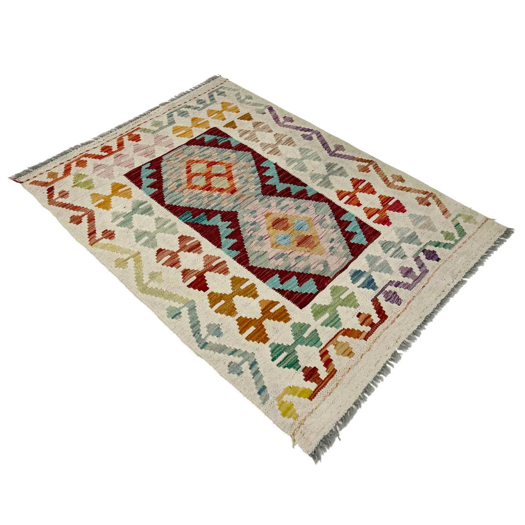 Afghan Vegetable Kilim Rug 2' 10" x 4' 0" Flat-Weave | No. AL814272