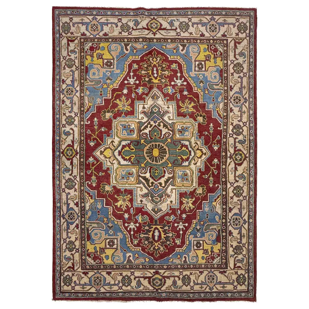 Afghan Heriz Rug 4'11" x 7'8" Hand-Knotted | No. AL81445