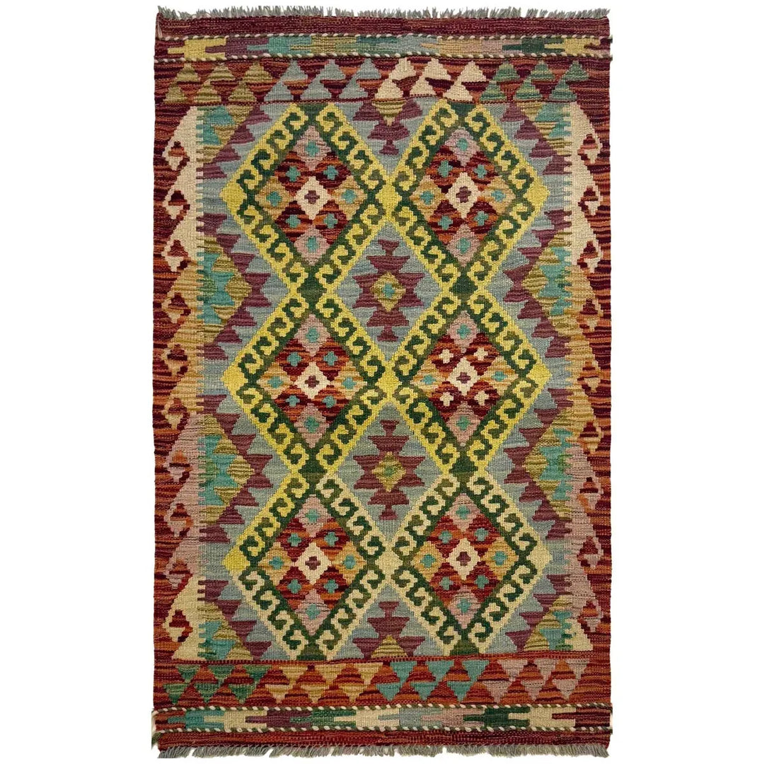 Afghan Kilim Rug 2' 7" x 4' 0" Flat-Weave | No. AL81547