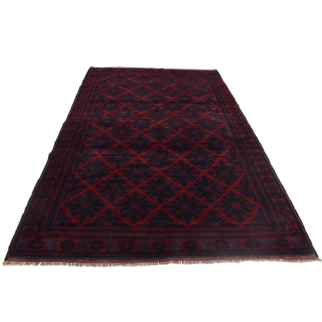 Red Afghan Baluchi Rug 5' 9" x 9' 0" Hand-Knotted | No. AL81548