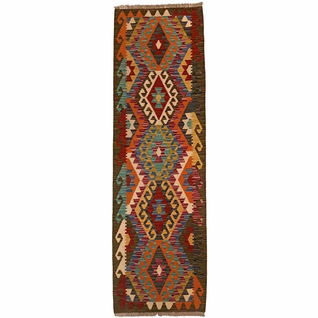 Afghan Vegetable Kilim Runner 1' 10" x 6' 4" Flat-Weave | No. AL81565