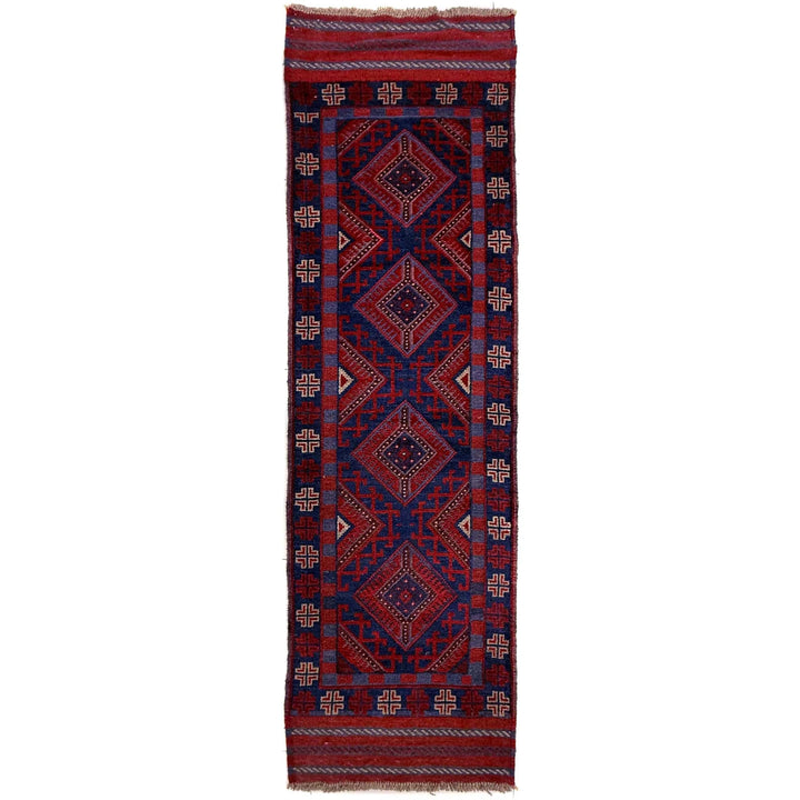 Deep Red Afghan Mashwani Rug 2' 3" x 7' 9" Hand-Knotted | No. AL81601