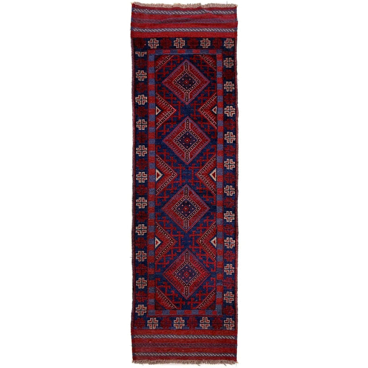 Deep Red Afghan Mashwani Rug 2'3" x 7'9" Hand-Knotted | No. AL81601
