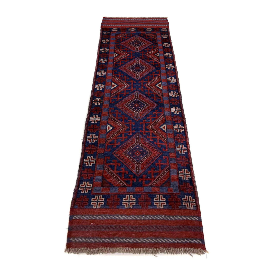 Deep Red Afghan Mashwani Rug 2' 3" x 7' 9" Hand-Knotted | No. AL81601