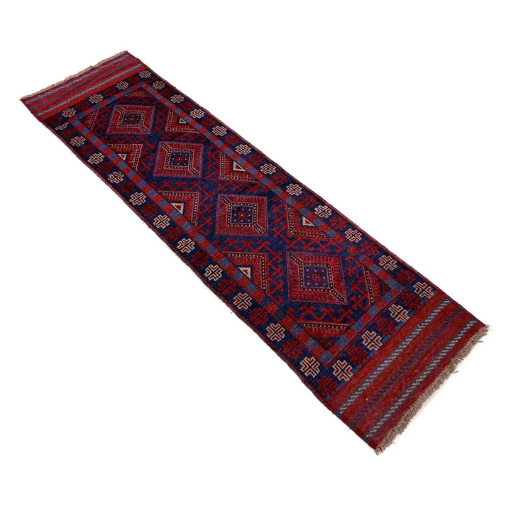 Deep Red Afghan Mashwani Rug 2' 3" x 7' 9" Hand-Knotted | No. AL81601