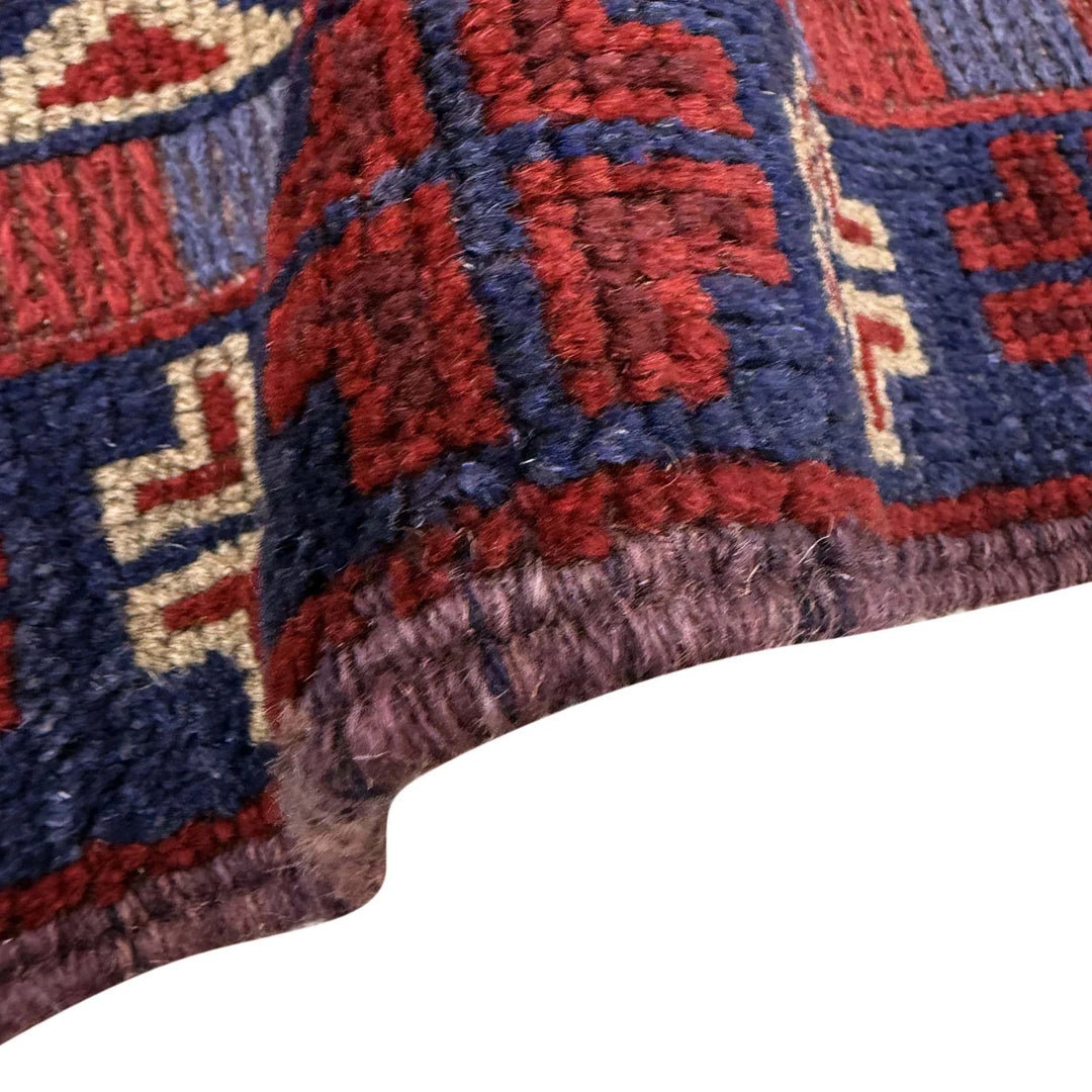Deep Red Afghan Mashwani Rug 2'3" x 7'9" Hand-Knotted | No. AL81601