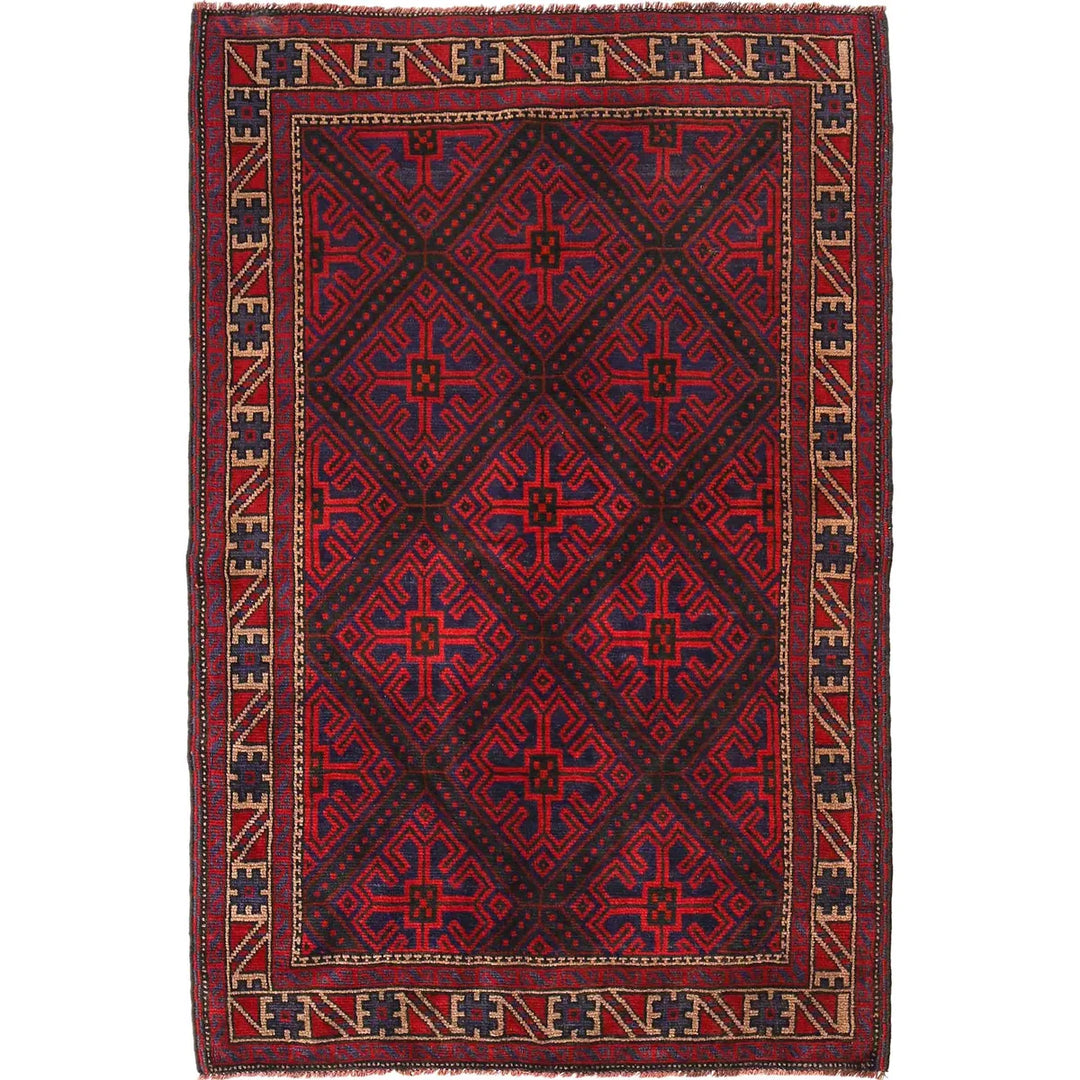 Afghan Baluchi Rug 4' 0" x 6' 4" Hand-Knotted | No. AL81614