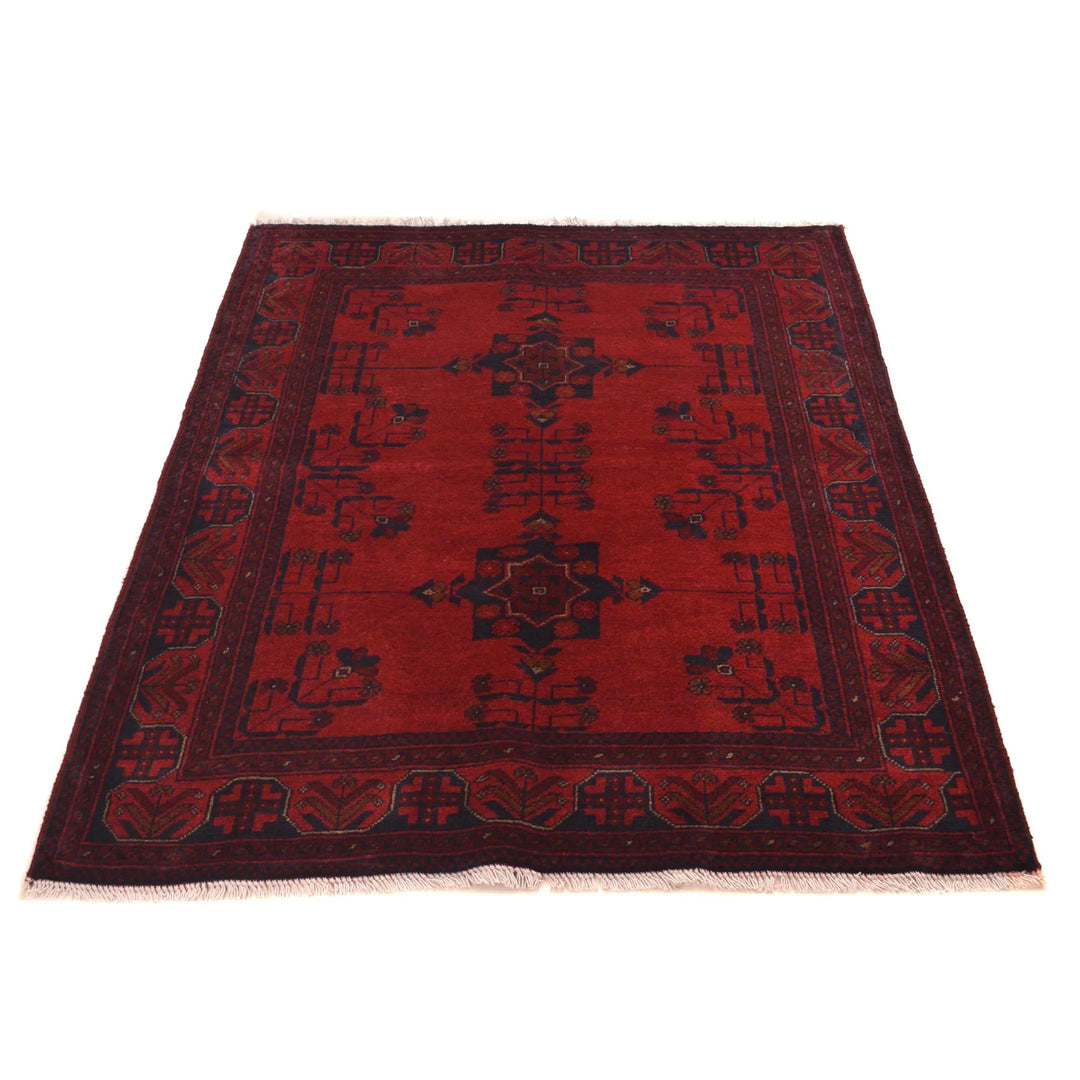 Red Afghan Khal Mohammadi Rug 3' 7" x 4' 9" Hand-Knotted | No. AL81617