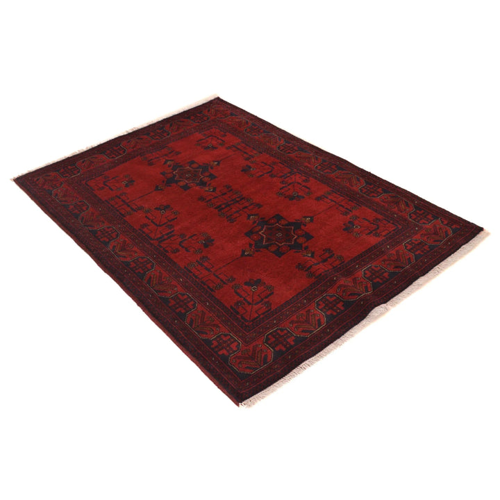 Red Afghan Khal Mohammadi Rug 3' 7" x 4' 9" Hand-Knotted | No. AL81617