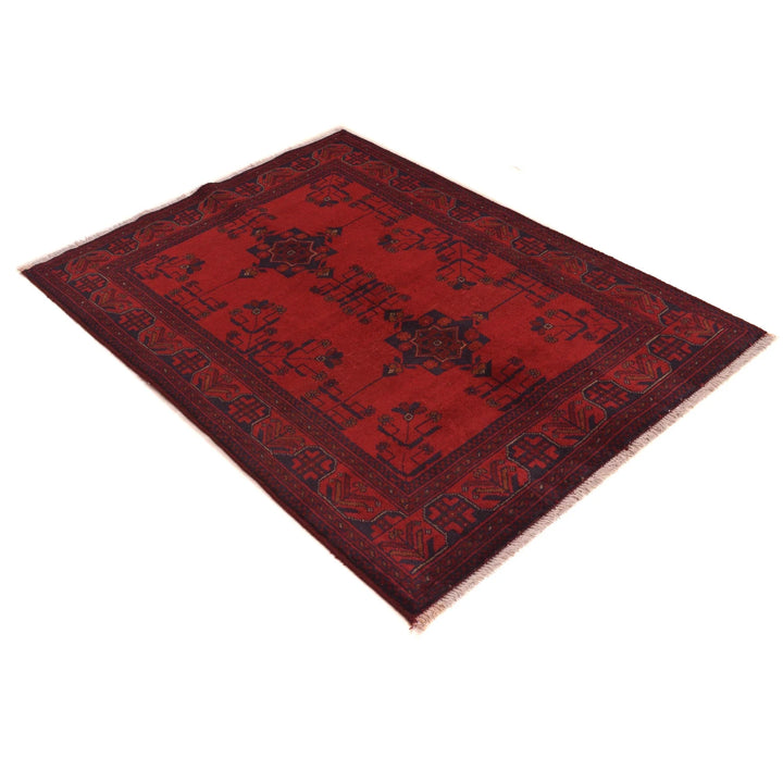 Red Afghan Khal Mohammadi Rug 3' 7" x 4' 9" Hand-Knotted | No. AL81617