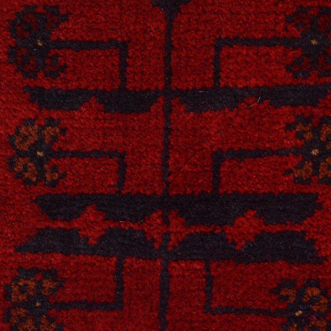 Red Afghan Khal Mohammadi Rug 3' 7" x 4' 9" Hand-Knotted | No. AL81617