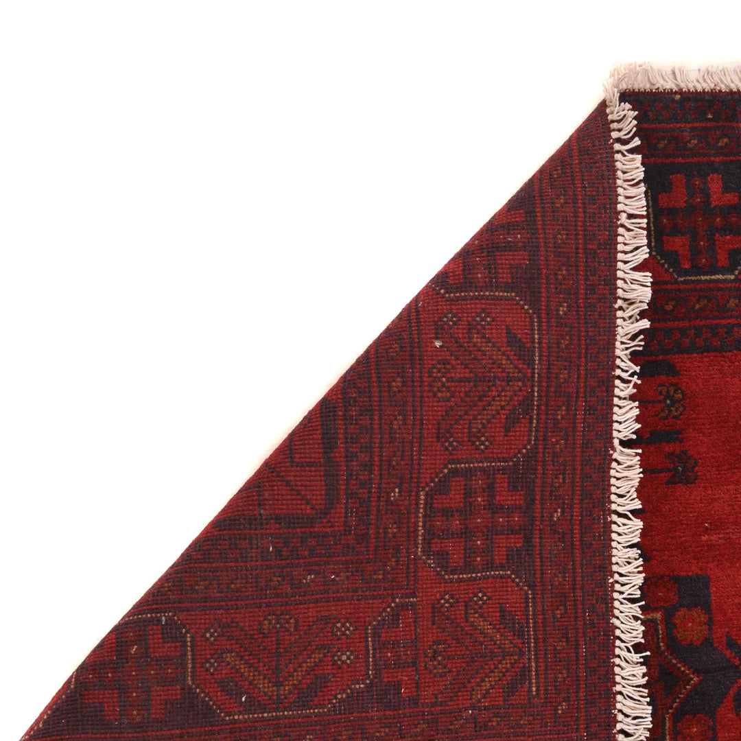 Red Afghan Khal Mohammadi Rug 3' 7" x 4' 9" Hand-Knotted | No. AL81617