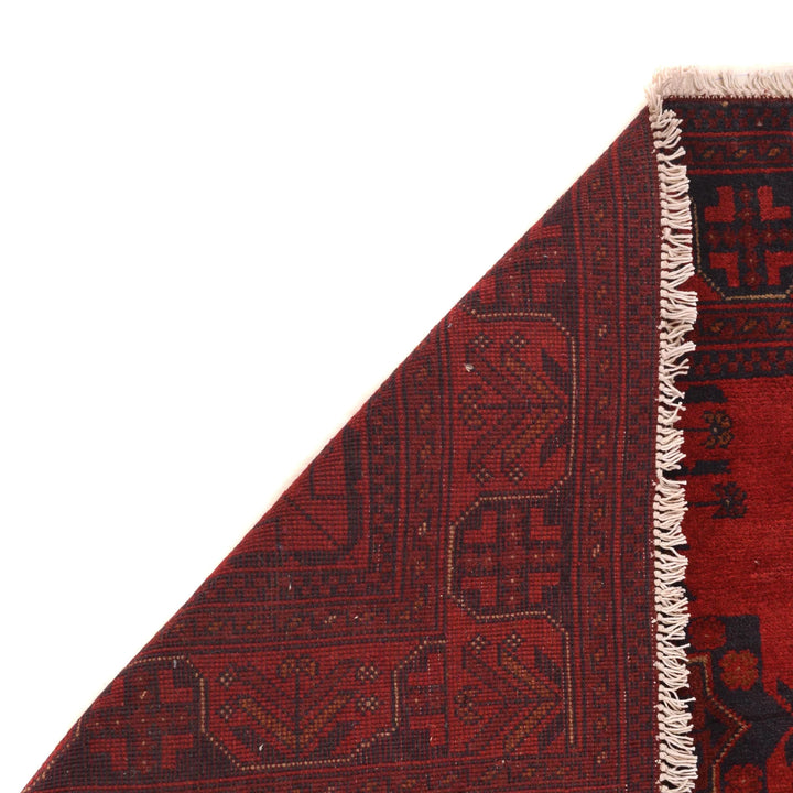 Red Afghan Khal Mohammadi Rug 3' 7" x 4' 9" Hand-Knotted | No. AL81617