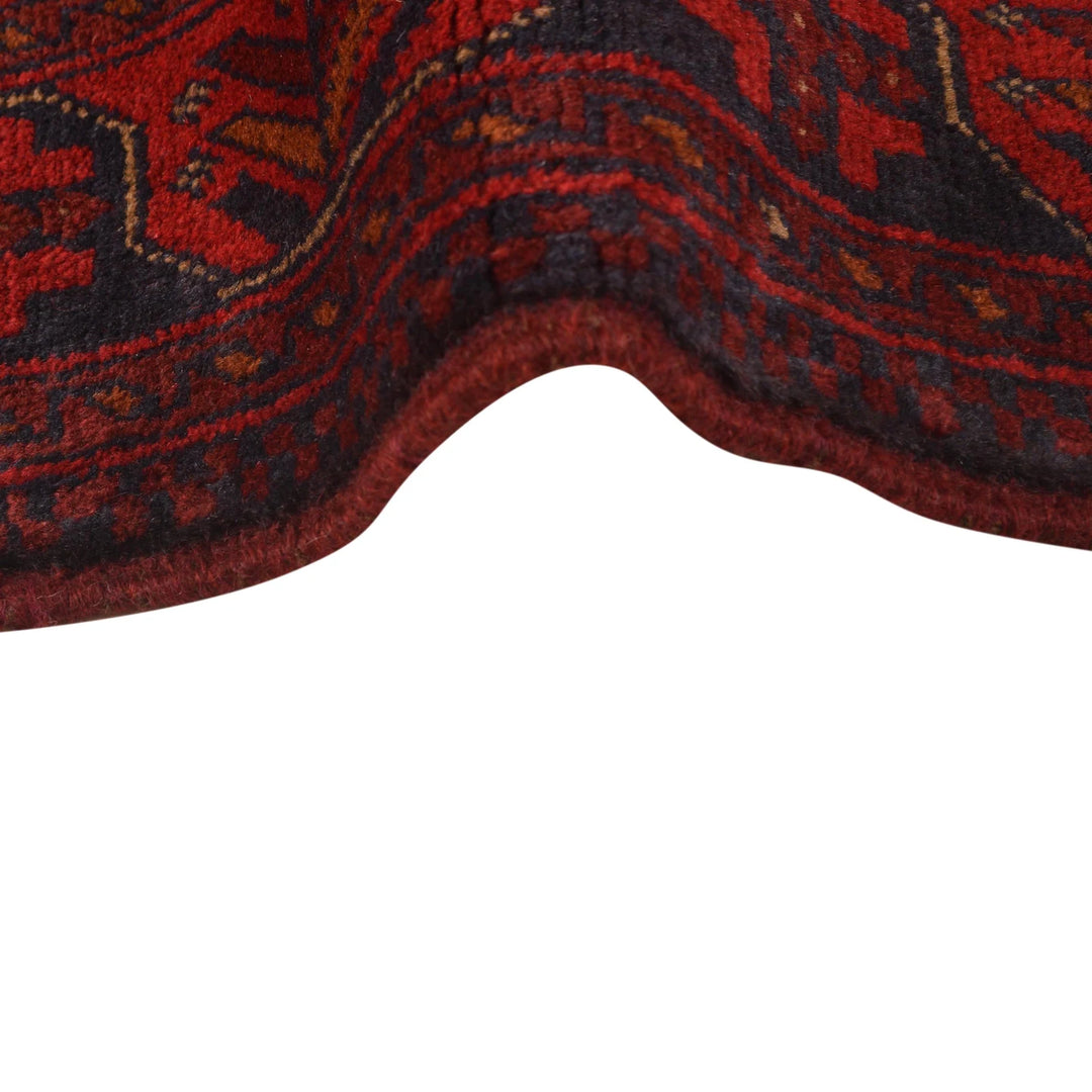 Red Afghan Khal Mohammadi Rug 3' 7" x 4' 9" Hand-Knotted | No. AL81617