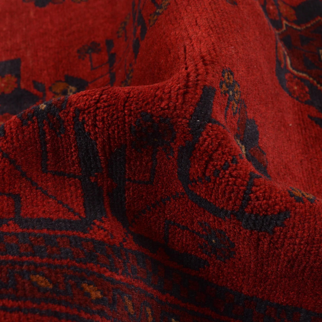 Red Afghan Khal Mohammadi Rug 3' 7" x 4' 9" Hand-Knotted | No. AL81617