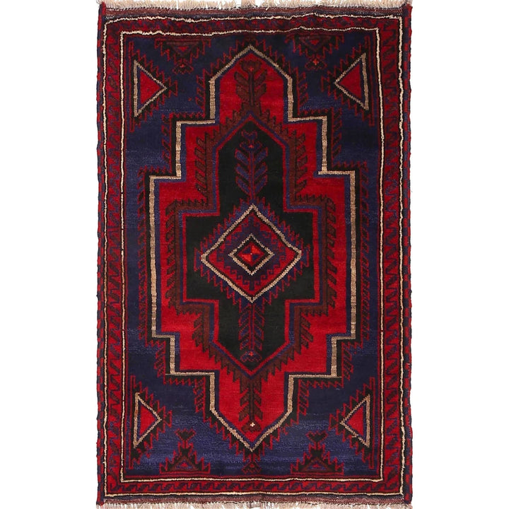 Navy Afghan Baluchi Rug 2' 9" x 4' 4" Hand-Knotted | No. AL81674