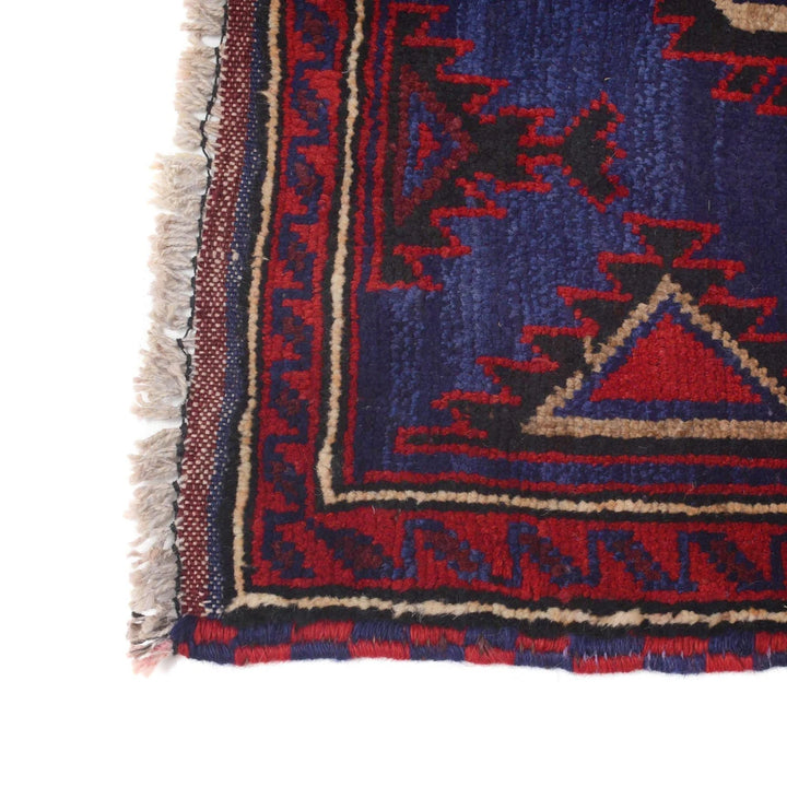 Navy Afghan Baluchi Rug 2' 9" x 4' 4" Hand-Knotted | No. AL81674