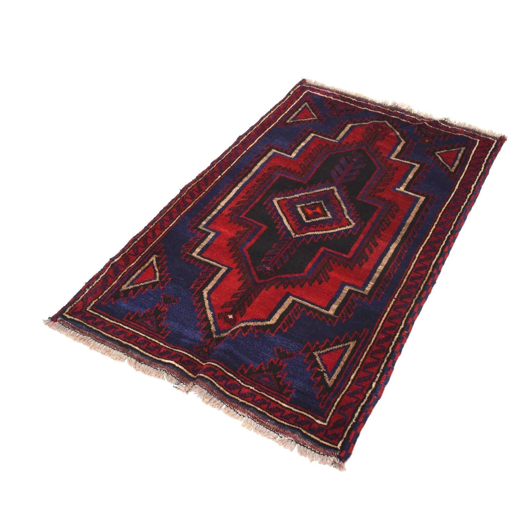 Navy Afghan Baluchi Rug 2' 9" x 4' 4" Hand-Knotted | No. AL81674