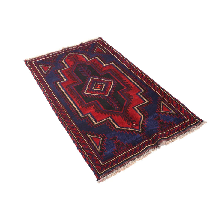 Navy Afghan Baluchi Rug 2' 9" x 4' 4" Hand-Knotted | No. AL81674