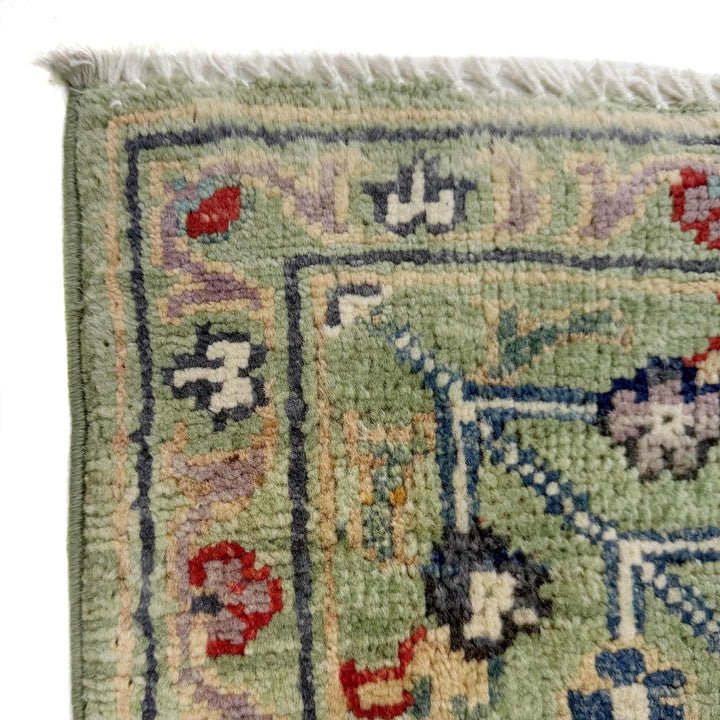 Green Afghan Tree Of Life Rug 4' 1" x 5' 9" Hand-Knotted | No. AL81711