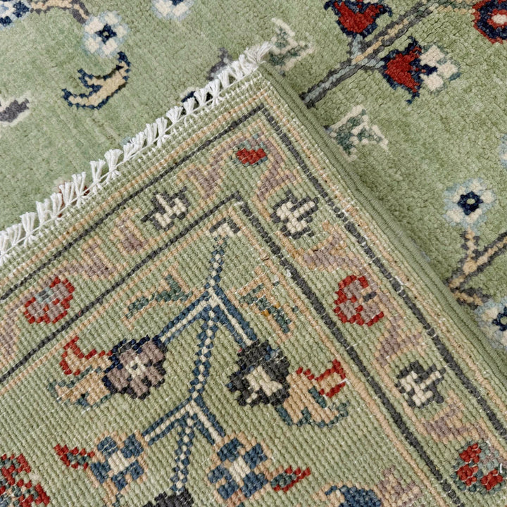 Green Afghan Tree Of Life Rug 4' 1" x 5' 9" Hand-Knotted | No. AL81711