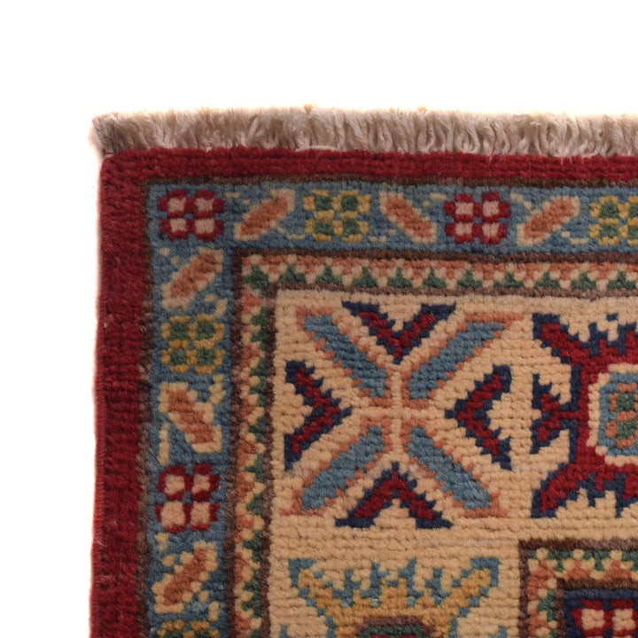 Red Afghan Kazak Rug 3' 3" x 5' 2" Hand-Knotted | No. AL81790