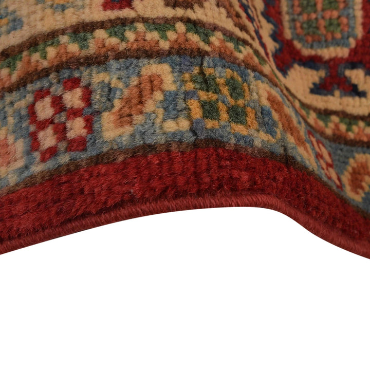Red Afghan Kazak Rug 3' 3" x 5' 2" Hand-Knotted | No. AL81790