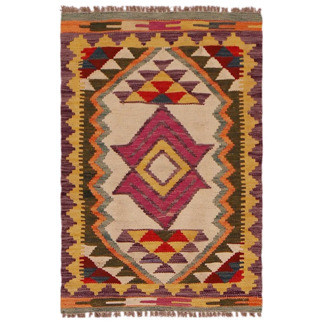 Afghan Kilim Rug 2' 1" x 3' 1" Flat-Weave | No. AL81881