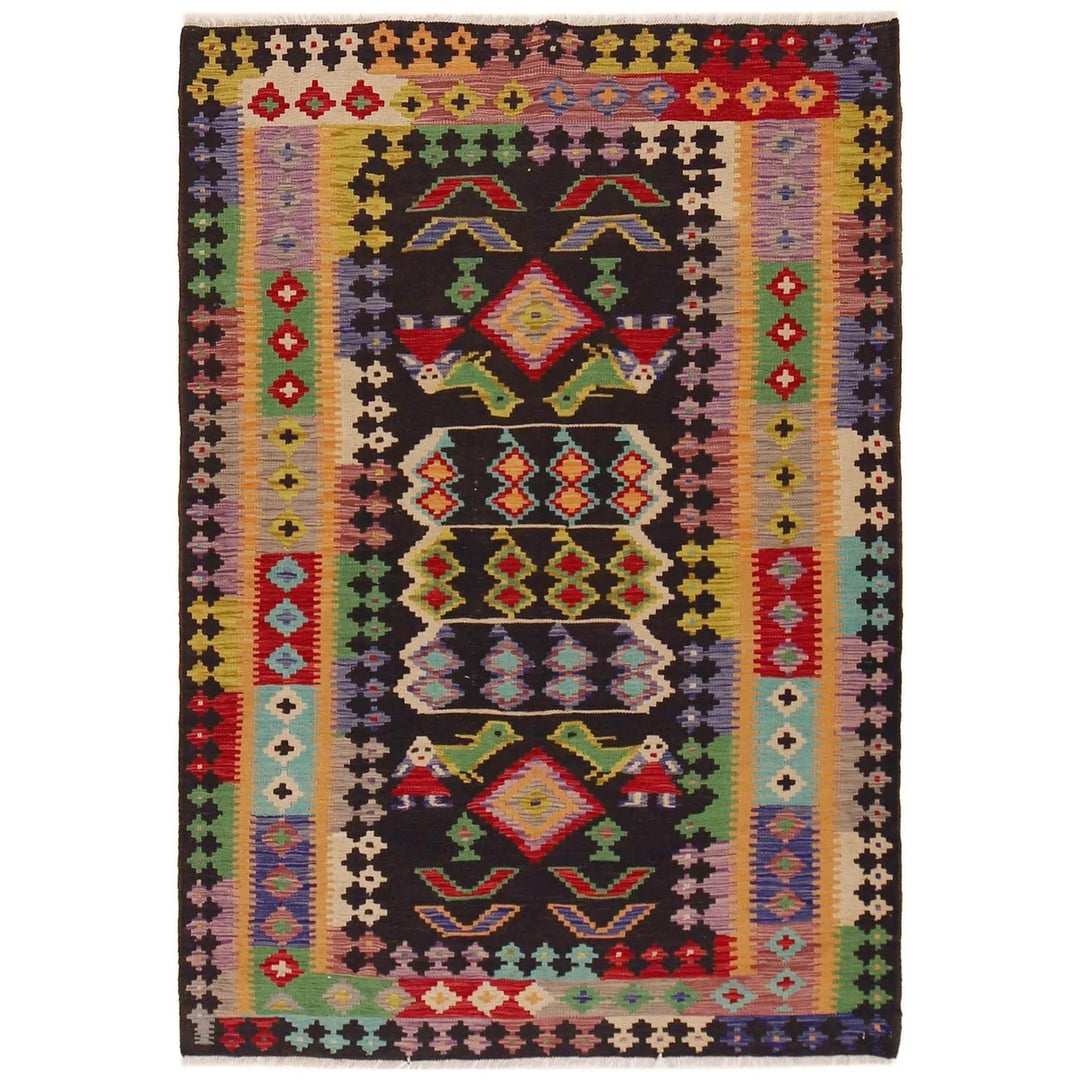 Afghan Kilim Rug 4' 2" x 6' 2" Flat-Weave | No. AL81893