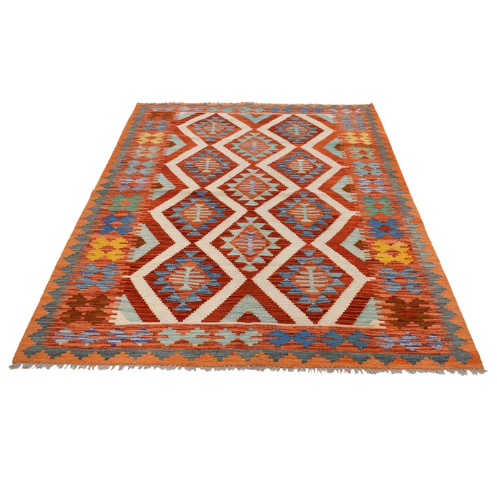 Afghan Kilim Rug 4' 10" x 6' 9" Flat-Weave | No. AL81911