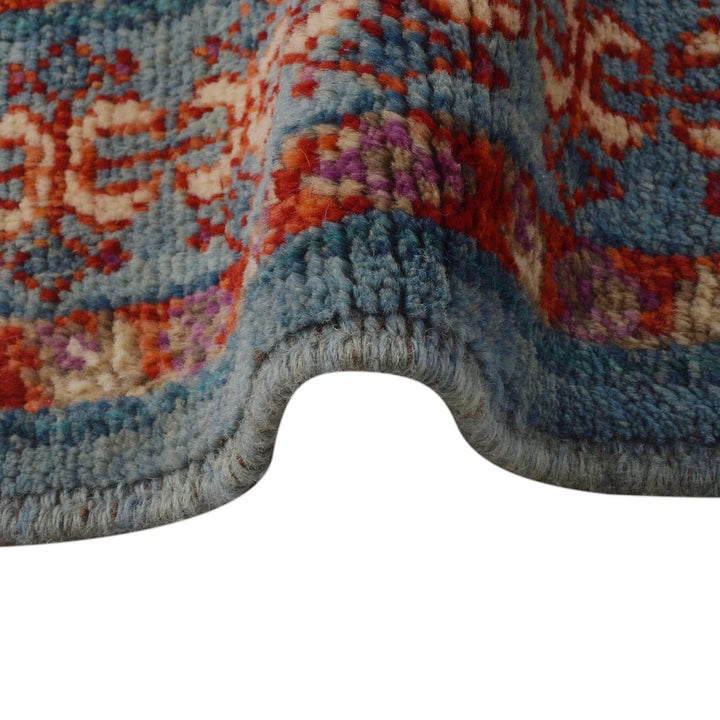 Blue Afghan Mamluk Rug 5' 7" x 7' 8" Hand-Knotted | No. AL81950