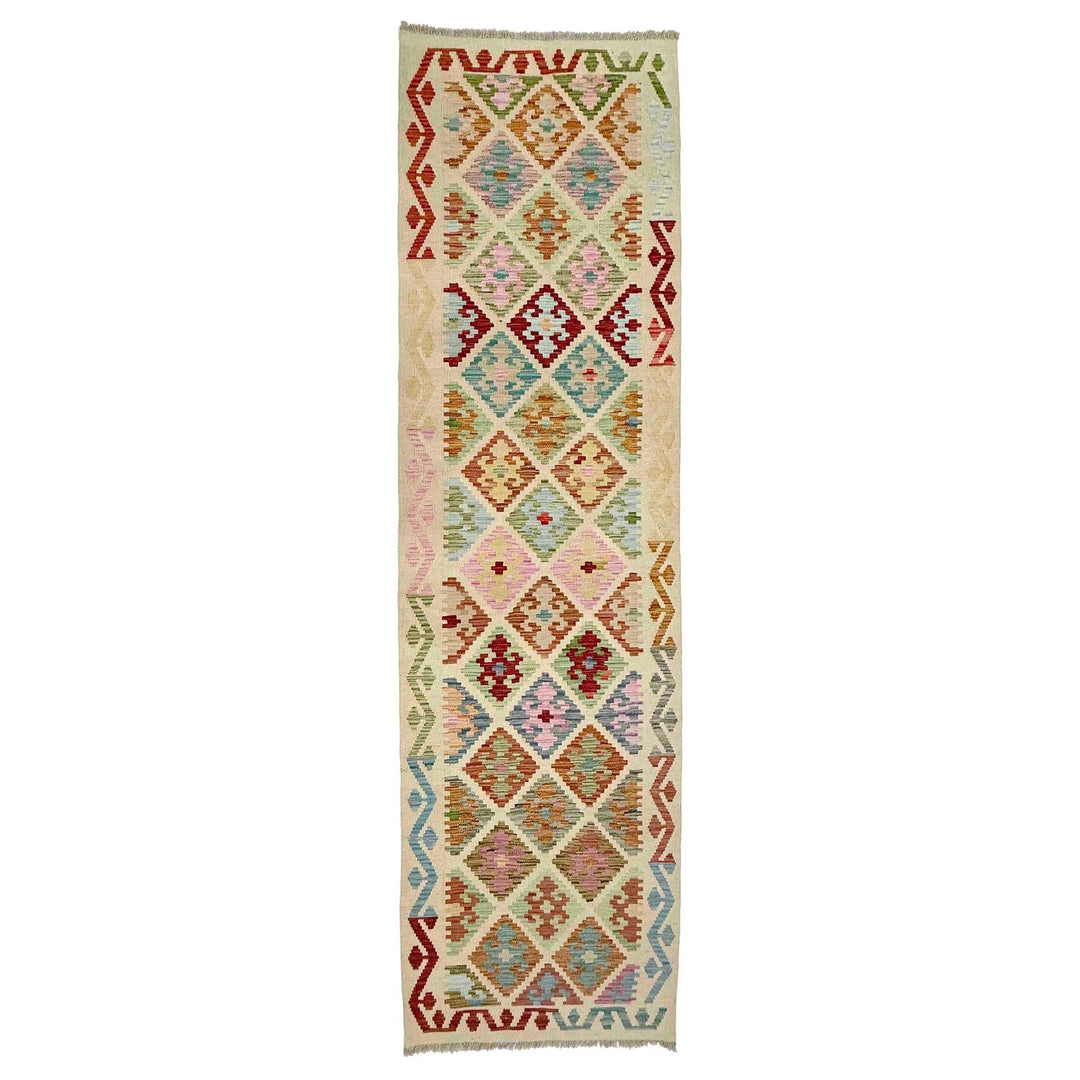 Afghan Vegetable Kilim Rug 2' 9" x 9' 6" Flat-Weave | No. AL819685