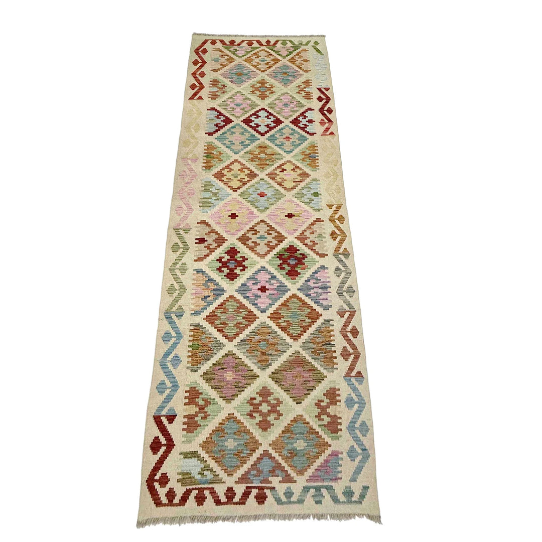 Afghan Vegetable Kilim Rug 2' 9" x 9' 6" Flat-Weave | No. AL819685