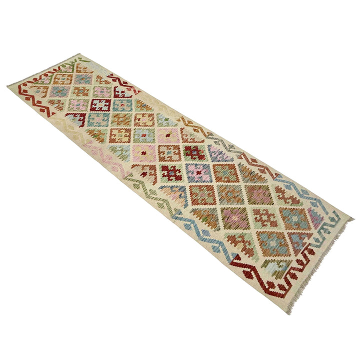 Afghan Vegetable Kilim Rug 2' 9" x 9' 6" Flat-Weave | No. AL819685