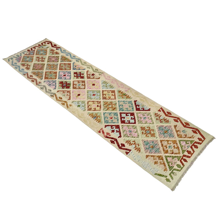 Afghan Vegetable Kilim Rug 2' 9" x 9' 6" Flat-Weave | No. AL819685