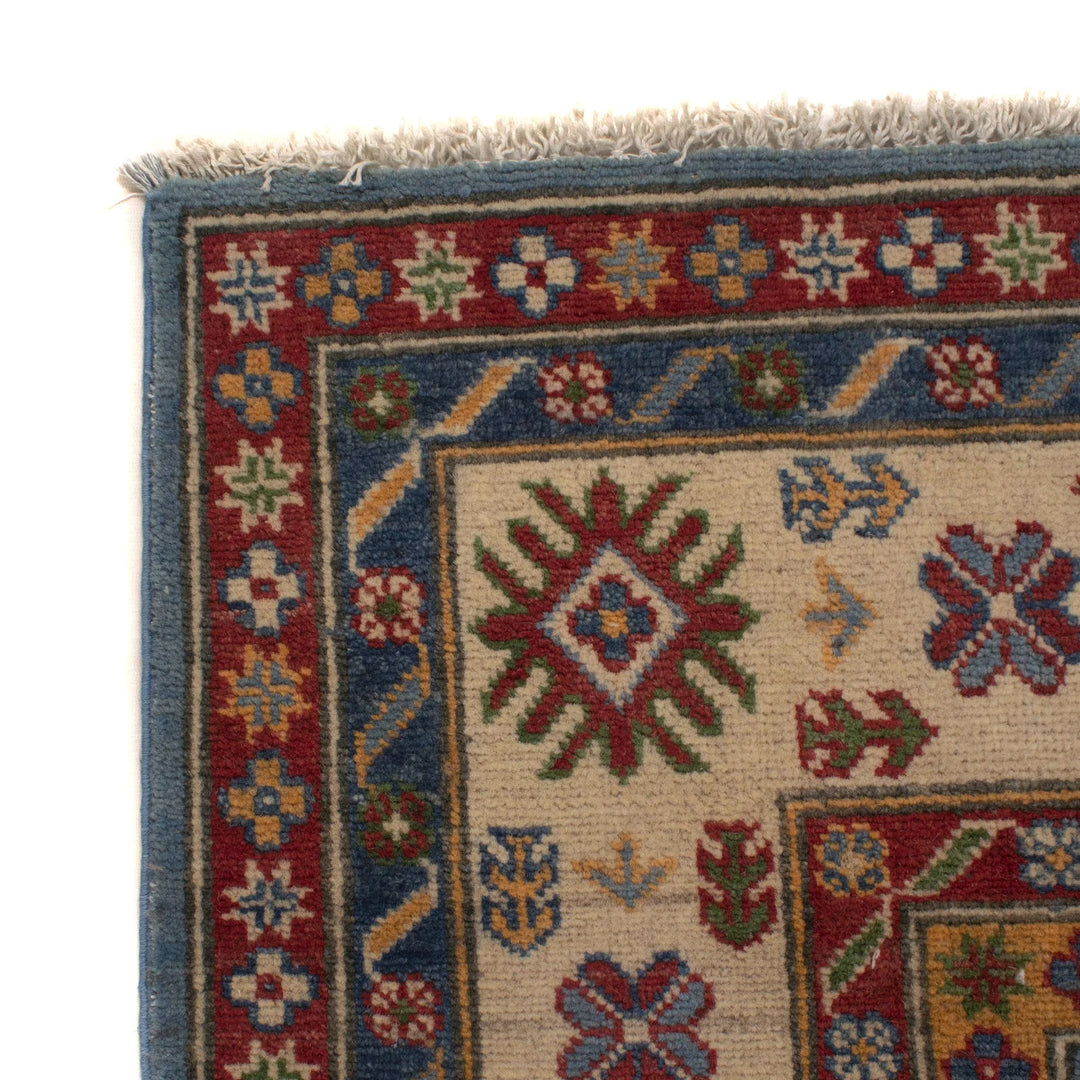 Blue Afghan Kazak Rug 5' 7" x 8' 5" Hand-Knotted | No. AL81971