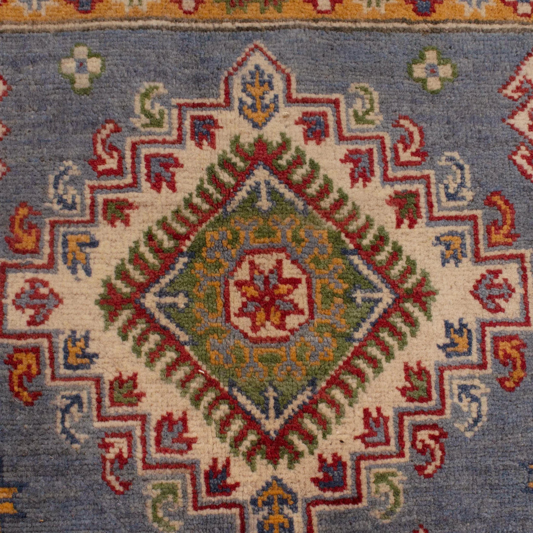 Blue Afghan Kazak Rug 5' 7" x 8' 5" Hand-Knotted | No. AL81971
