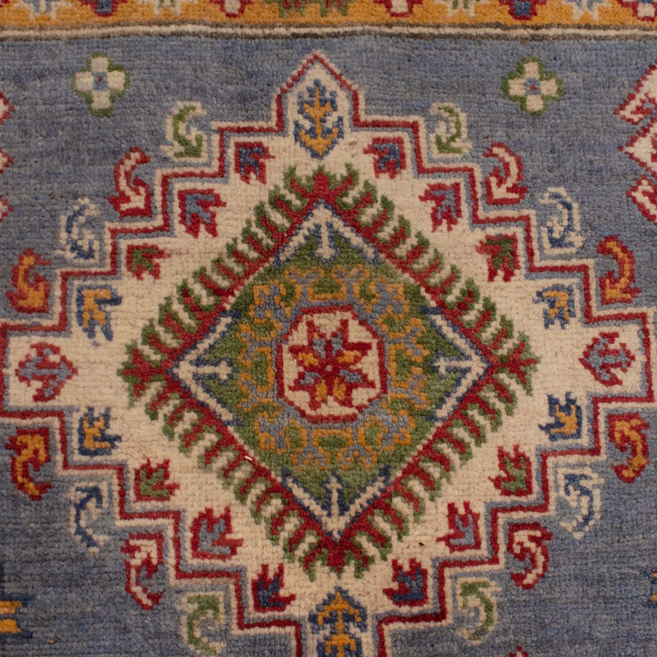 Blue Afghan Kazak Rug 5' 7" x 8' 5" Hand-Knotted | No. AL81971