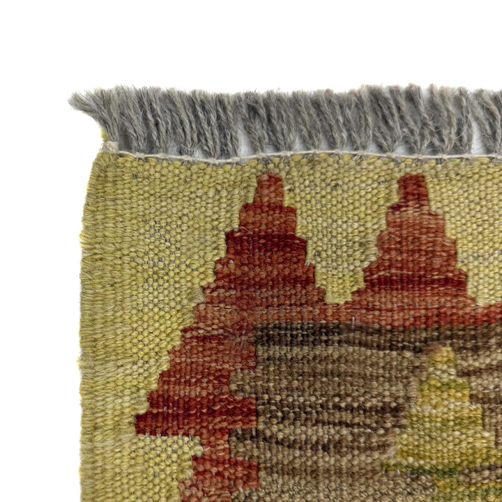 Afghan Vegetable Kilim Rug 3' 3" x 3' 10" Flat-Weave | No. AL820011