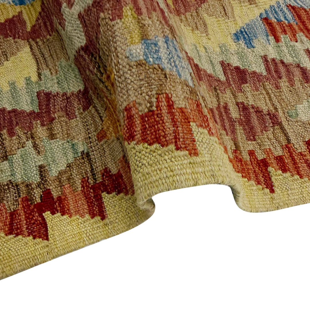 Afghan Vegetable Kilim Rug 3' 3" x 3' 10" Flat-Weave | No. AL820011