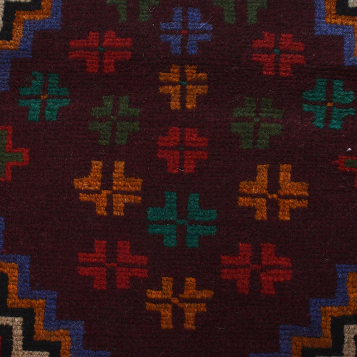 Red Afghan Baluchi Rug 4' 1" x 5' 10" Hand-Knotted | No. AL82040