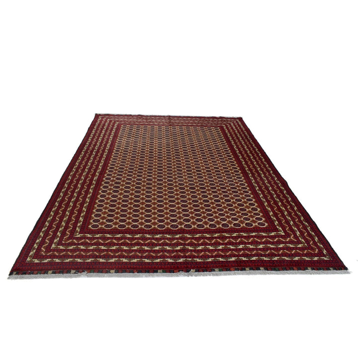 Beige Afghan Khoja Roshnai Rug 6' 5" x 9' 7" Hand-Knotted | No. AL82044