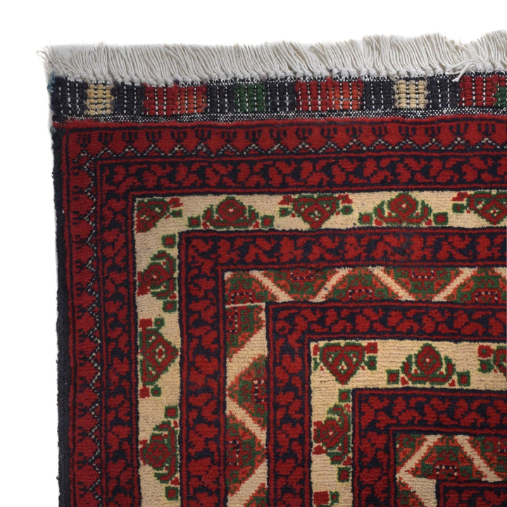 Beige Afghan Khoja Roshnai Rug 6' 5" x 9' 7" Hand-Knotted | No. AL82044