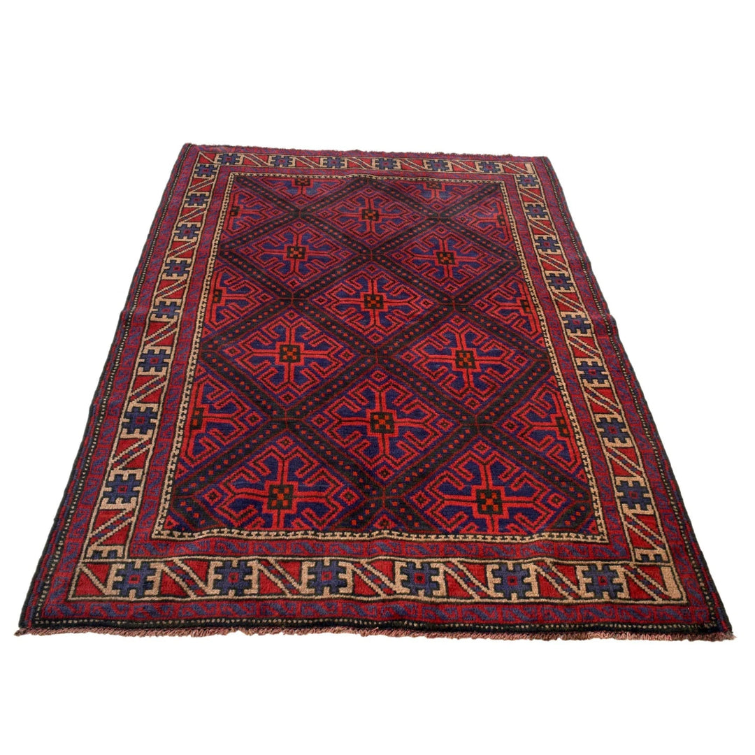 Afghan Baluchi Rug 4' 0" x 6' 4" Hand-Knotted | No. AL82066