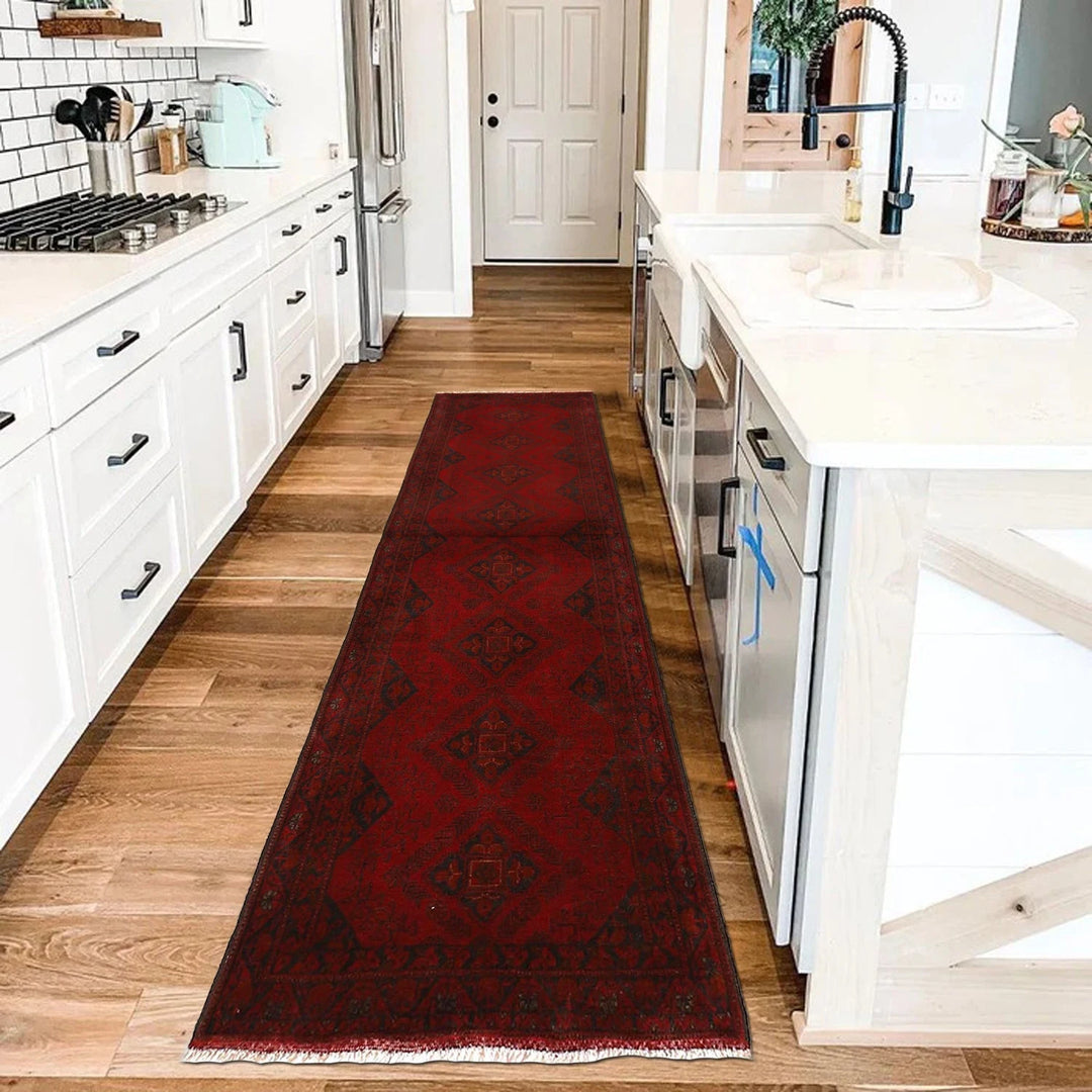 Red Afghan Khal Mohammadi Rug 2' 7" x 9' 8" Hand-Knotted | No. AL82069