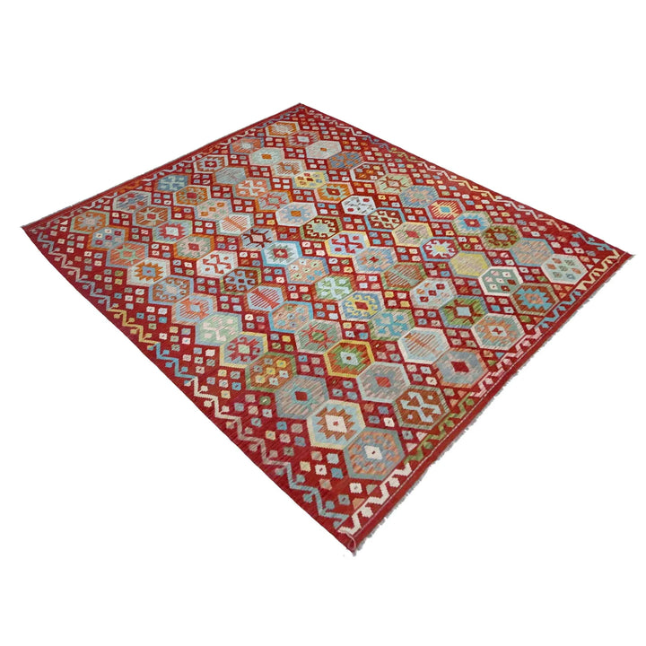 Afghan Vegetable Kilim Rug 8' 2" x 11' 3" Flat-Weave | No. AL821019