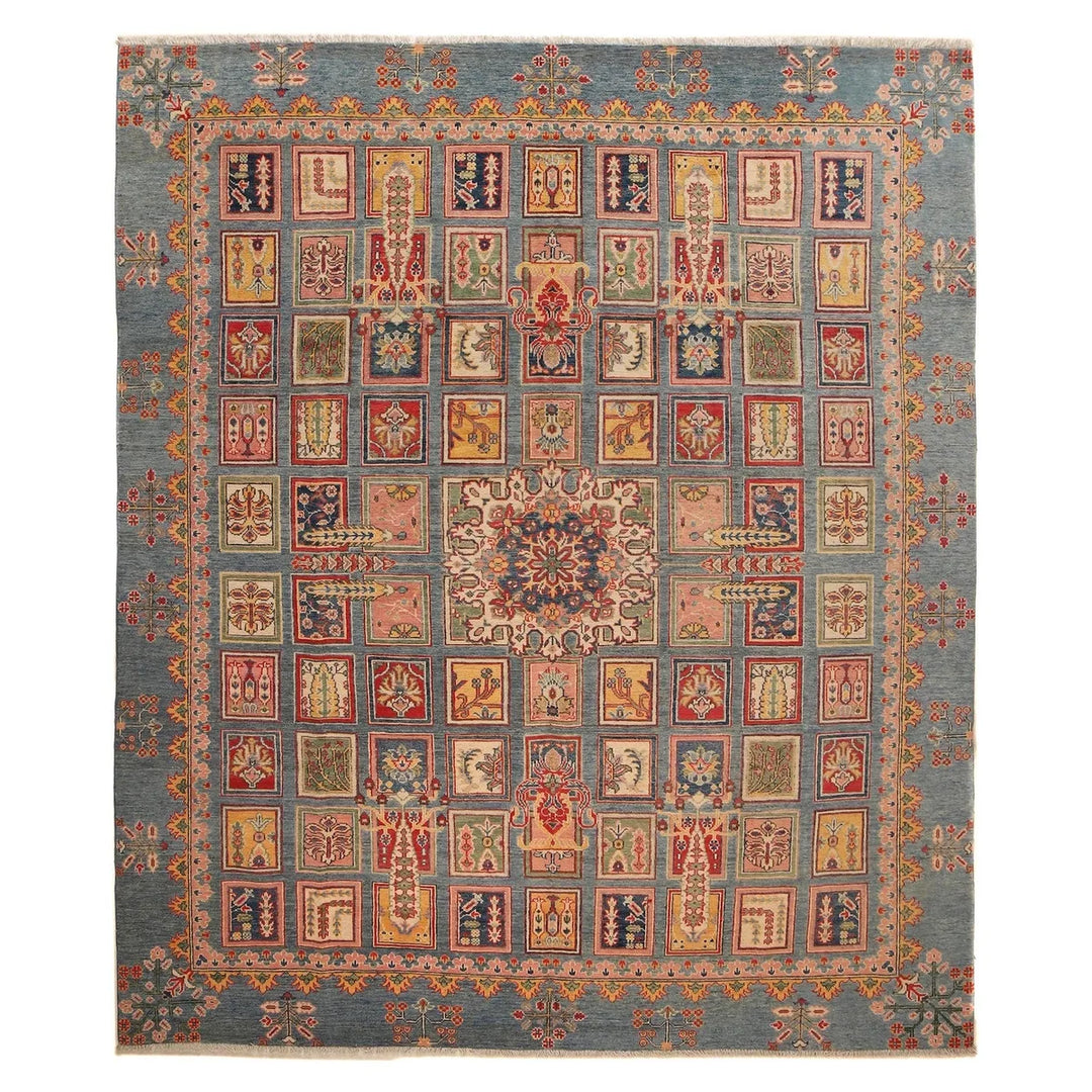 Blue Afghan Bakhtiar Rug 8' 2" x 9' 11" Hand-Knotted | No. AL82102