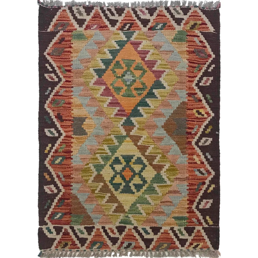 Afghan Kilim Rug 2' 1" x 2' 11" Flat-Weave | No. AL82189